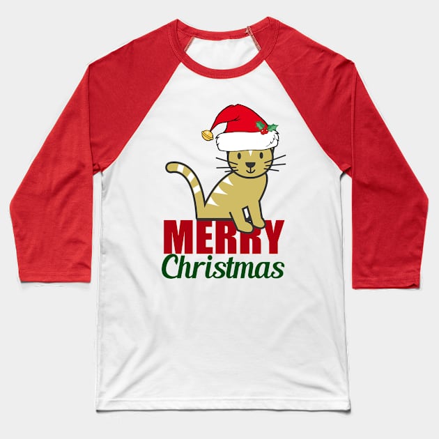 Merry Christmas Kitty Cat Baseball T-Shirt by epiclovedesigns